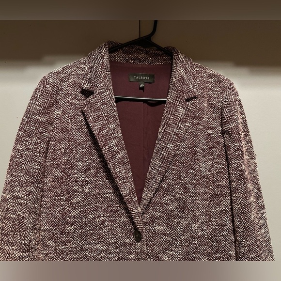 Talbots -  Deep Maroon & Cream Speckled Blazer (Size 10) - Picture 4 of 11